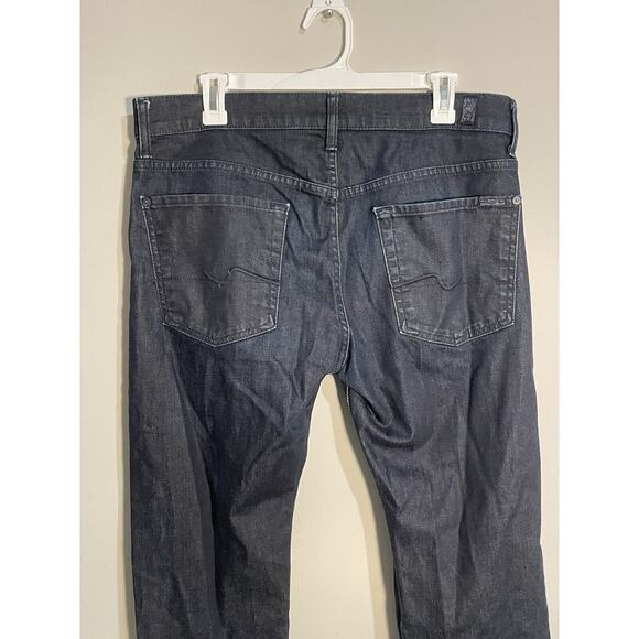 7 for All Mankind Standard Button Fly Men’s Size 33 Dark Wash Straight Leg - Picture 9 of 13